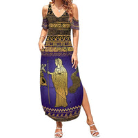Hera Family Matching Summer Maxi Dress and Hawaiian Shirt Goddess With Ancient Greek Pattern - Wonder Print Shop