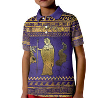 Hera Kid Polo Shirt Goddess With Ancient Greek Pattern - Wonder Print Shop