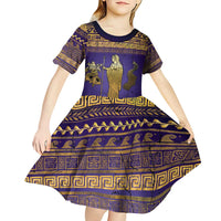 Hera Kid Short Sleeve Dress Goddess With Ancient Greek Pattern - Wonder Print Shop