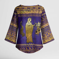 Hera Kimono Sleeve Blouse Goddess With Ancient Greek Pattern - Wonder Print Shop
