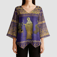 Hera Kimono Sleeve Blouse Goddess With Ancient Greek Pattern - Wonder Print Shop