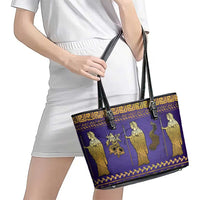 Hera Leather Tote Bag Goddess With Ancient Greek Pattern - Wonder Print Shop