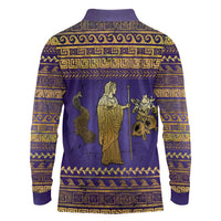 Hera Long Sleeve Polo Shirt Goddess With Ancient Greek Pattern - Wonder Print Shop