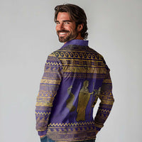 Hera Long Sleeve Polo Shirt Goddess With Ancient Greek Pattern - Wonder Print Shop