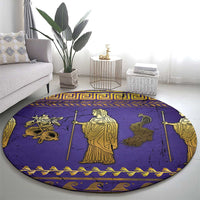 Hera Round Carpet Goddess With Ancient Greek Pattern - Wonder Print Shop