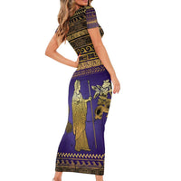 Hera Short Sleeve Bodycon Dress Goddess With Ancient Greek Pattern - Wonder Print Shop