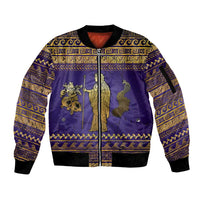 Hera Sleeve Zip Bomber Jacket Goddess With Ancient Greek Pattern - Wonder Print Shop
