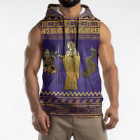 Hera Sleeveless Hoodie Goddess With Ancient Greek Pattern - Wonder Print Shop