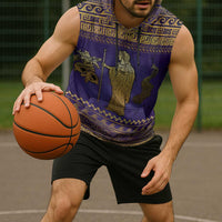 Hera Sleeveless Hoodie Goddess With Ancient Greek Pattern - Wonder Print Shop