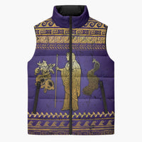 Hera Sleeveless Puffer Jacket Goddess With Ancient Greek Pattern - Wonder Print Shop