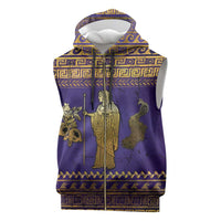 Hera Sleeveless Zip Hoodie Goddess With Ancient Greek Pattern - Wonder Print Shop