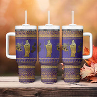 Hera Tumbler With Handle Goddess With Ancient Greek Pattern - Wonder Print Shop