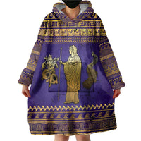 Hera Wearable Blanket Hoodie Goddess With Ancient Greek Pattern - Wonder Print Shop