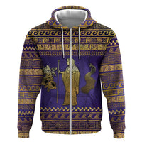 Hera Zip Hoodie Goddess With Ancient Greek Pattern - Wonder Print Shop