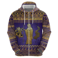 Hera Zip Hoodie Goddess With Ancient Greek Pattern - Wonder Print Shop