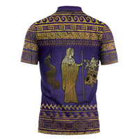 Hera Zipper Polo Shirt Goddess With Ancient Greek Pattern - Wonder Print Shop