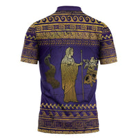 Hera Zipper Polo Shirt Goddess With Ancient Greek Pattern - Wonder Print Shop