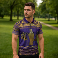 Hera Zipper Polo Shirt Goddess With Ancient Greek Pattern - Wonder Print Shop