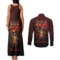 Ancient Greek Ares Couples Matching Tank Maxi Dress and Long Sleeve Button Shirt God Of War And Courage - Wonder Print Shop