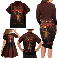 Ancient Greek Ares Family Matching Long Sleeve Bodycon Dress and Hawaiian Shirt God Of War And Courage - Wonder Print Shop