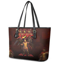 Ancient Greek Ares Leather Tote Bag God Of War And Courage - Wonder Print Shop