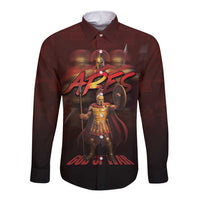 Ancient Greek Ares Long Sleeve Button Shirt God Of War And Courage - Wonder Print Shop