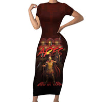 Ancient Greek Ares Short Sleeve Bodycon Dress God Of War And Courage - Wonder Print Shop