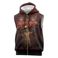 Ancient Greek Ares Sleeveless Zip Hoodie God Of War And Courage - Wonder Print Shop