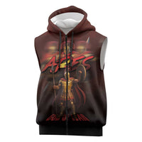 Ancient Greek Ares Sleeveless Zip Hoodie God Of War And Courage - Wonder Print Shop