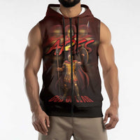 Ancient Greek Ares Sleeveless Zip Hoodie God Of War And Courage - Wonder Print Shop