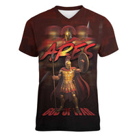 Ancient Greek Ares Women V-Neck T-Shirt God Of War And Courage - Wonder Print Shop