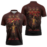 Ancient Greek Ares Zipper Polo Shirt God Of War And Courage - Wonder Print Shop