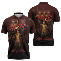 Ancient Greek Ares Zipper Polo Shirt God Of War And Courage - Wonder Print Shop