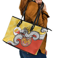 Bhutan Leather Tote Bag Druk Thunder Dragon Pattern