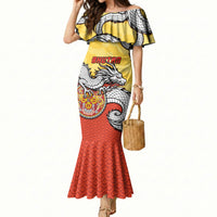Personalized Bhutan Mermaid Dress Druk Thunder Dragon Pattern