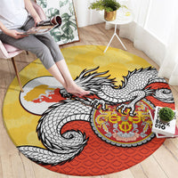 Bhutan Round Carpet Druk Thunder Dragon Pattern