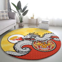 Bhutan Round Carpet Druk Thunder Dragon Pattern