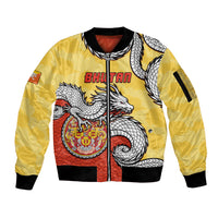 Personalized Bhutan Sleeve Zip Bomber Jacket Druk Thunder Dragon Pattern