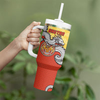 Personalized Bhutan Tumbler With Handle Druk Thunder Dragon Pattern