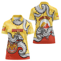 Personalized Bhutan Women Polo Shirt Druk Thunder Dragon Pattern