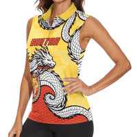 Personalized Bhutan Women Sleeveless Polo Shirt Druk Thunder Dragon Pattern