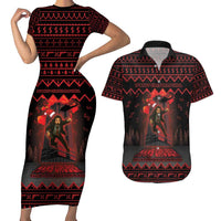 Xmas Eve 1988 Couples Matching Short Sleeve Bodycon Dress and Hawaiian Shirt It Is Not Christmas Unil Hans Gruber Falls From Nakatomi Plaza - Wonder Print Shop