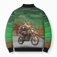 Braaap Christmas Bomber Puffer Jacket Motocross Santa - Wonder Print Shop