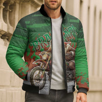 Braaap Christmas Bomber Puffer Jacket Motocross Santa - Wonder Print Shop