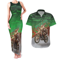 Braaap Christmas Couples Matching Tank Maxi Dress and Hawaiian Shirt Motocross Santa - Wonder Print Shop