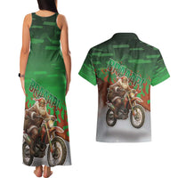 Braaap Christmas Couples Matching Tank Maxi Dress and Hawaiian Shirt Motocross Santa - Wonder Print Shop