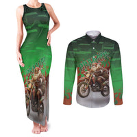 Braaap Christmas Couples Matching Tank Maxi Dress and Long Sleeve Button Shirt Motocross Santa - Wonder Print Shop