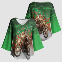 Braaap Christmas Kimono Sleeve Blouse Motocross Santa - Wonder Print Shop
