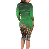 Braaap Christmas Long Sleeve Bodycon Dress Motocross Santa - Wonder Print Shop
