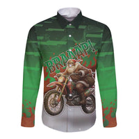 Braaap Christmas Long Sleeve Button Shirt Motocross Santa - Wonder Print Shop